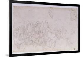 Preparatory Sketch for the "Battle of the Cascina" and Two Additional Sketches-Michelangelo Buonarroti-Framed Giclee Print