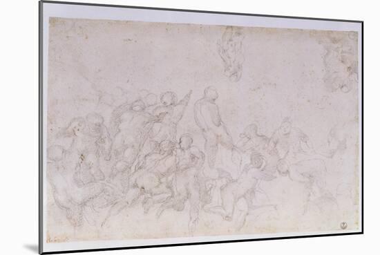 Preparatory Sketch for the "Battle of the Cascina" and Two Additional Sketches-Michelangelo Buonarroti-Mounted Giclee Print