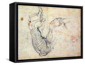 Preparatory Study for the Arm of Christ in the Last Judgement, 1535-41-Michelangelo Buonarroti-Framed Stretched Canvas