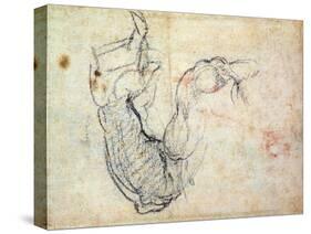 Preparatory Study for the Arm of Christ in the Last Judgement, 1535-41-Michelangelo Buonarroti-Stretched Canvas