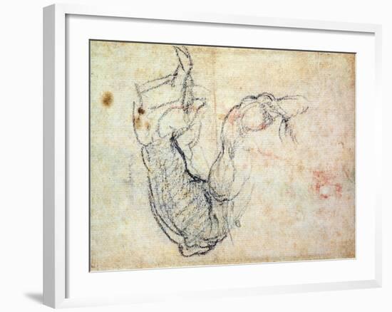 Preparatory Study for the Arm of Christ in the Last Judgement, 1535-41-Michelangelo Buonarroti-Framed Giclee Print