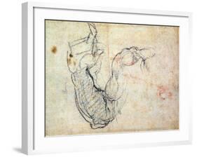 Preparatory Study for the Arm of Christ in the Last Judgement, 1535-41-Michelangelo Buonarroti-Framed Giclee Print