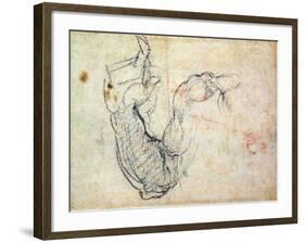 Preparatory Study for the Arm of Christ in the Last Judgement, 1535-41-Michelangelo Buonarroti-Framed Giclee Print