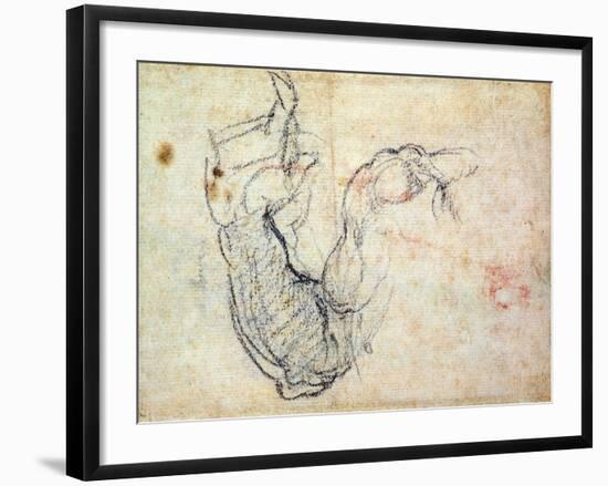 Preparatory Study for the Arm of Christ in the Last Judgement, 1535-41-Michelangelo Buonarroti-Framed Giclee Print