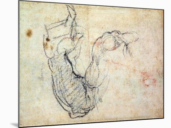 Preparatory Study for the Arm of Christ in the Last Judgement, 1535-41-Michelangelo Buonarroti-Mounted Giclee Print