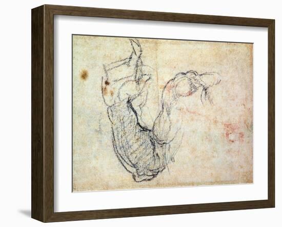 Preparatory Study for the Arm of Christ in the Last Judgement, 1535-41-Michelangelo Buonarroti-Framed Giclee Print