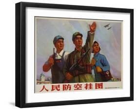 Prepare for an Invasion from the Sky, Chinese Cultural Revolution Propaganda Poster-null-Framed Giclee Print