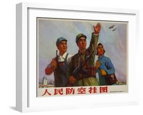 Prepare for an Invasion from the Sky, Chinese Cultural Revolution Propaganda Poster-null-Framed Giclee Print