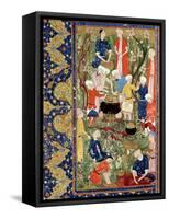 Preparing a Meal, Illustration from an Epic Poem by Hafiz Shirazi, Safavid-null-Framed Stretched Canvas