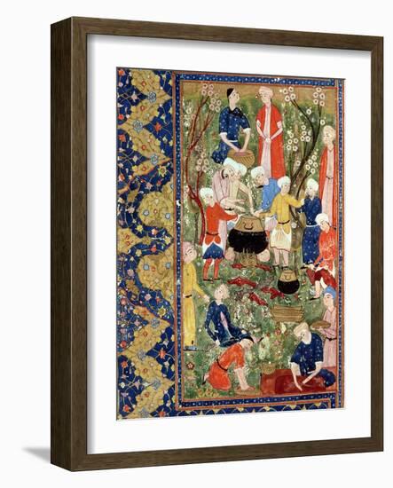 Preparing a Meal, Illustration from an Epic Poem by Hafiz Shirazi, Safavid-null-Framed Giclee Print