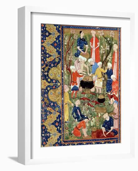 Preparing a Meal, Illustration from an Epic Poem by Hafiz Shirazi, Safavid-null-Framed Giclee Print