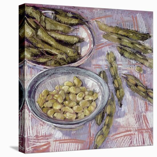Preparing Broad Beans-Felicity House-Stretched Canvas