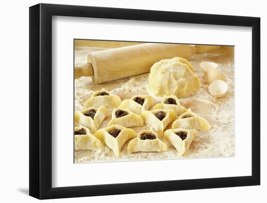 Preparing Cookies with Poppy Seed Filling  for Purim (Hamantaschen)-Elzbieta Sekowska-Framed Photographic Print