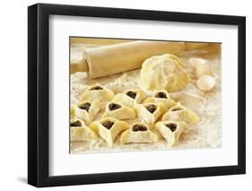 Preparing Cookies with Poppy Seed Filling  for Purim (Hamantaschen)-Elzbieta Sekowska-Framed Photographic Print