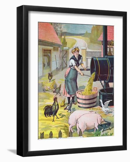 Preparing Food for the Animals in the Farmyard-null-Framed Giclee Print