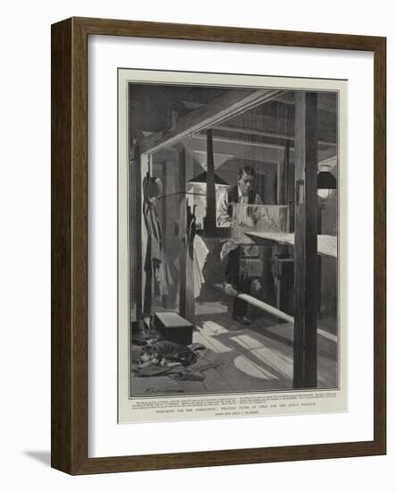 Preparing for the Coronation, Weaving Cloth of Gold for the King's Pallium-Frederic De Haenen-Framed Giclee Print