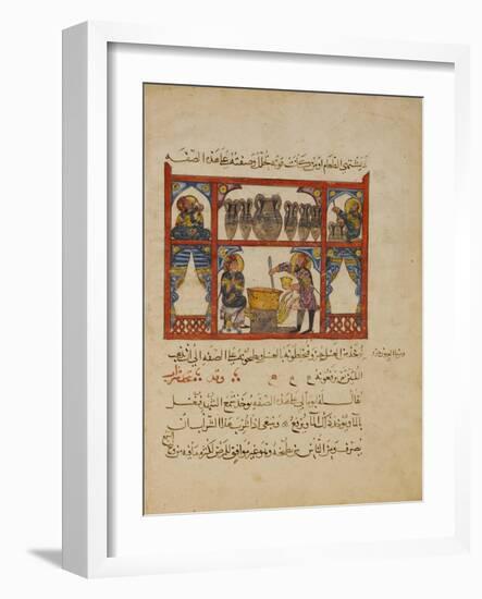 Preparing medicine from Honey,-Islamic School-Framed Giclee Print