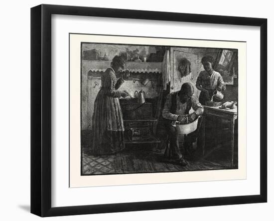 Preparing Thanksgiving Dinner.-Drawn S. G. Mccutcheon , USA, America, United States, American, 1880-null-Framed Giclee Print