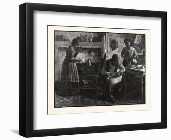 Preparing Thanksgiving Dinner.-Drawn S. G. Mccutcheon , USA, America, United States, American, 1880-null-Framed Premium Giclee Print