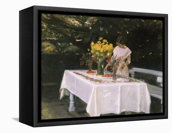 Preparing the Table-Michael Peter Ancher-Framed Stretched Canvas