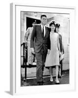 Pres and Jacqueline Kennedy Walk Hand-In-Hand after Death of Infant Son, Patrick Bouvier Kennedy-null-Framed Photo