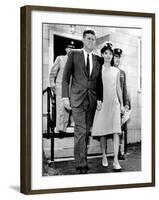 Pres and Jacqueline Kennedy Walk Hand-In-Hand after Death of Infant Son, Patrick Bouvier Kennedy-null-Framed Photo