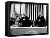 Pres. Dwight D. Eisenhower and Vice Pres. Richard M. Nixon, Watching the Inauguration Parade-Ed Clark-Framed Stretched Canvas