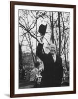 Pres. Dwight D. Eisenhower and Wife, Riding in a Car, During the Inaugural Ceremonies-null-Framed Photographic Print