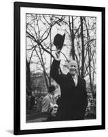 Pres. Dwight D. Eisenhower and Wife, Riding in a Car, During the Inaugural Ceremonies-null-Framed Photographic Print