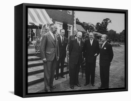 Pres. Dwight D. Eisenhower During His Visit-Ed Clark-Framed Stretched Canvas