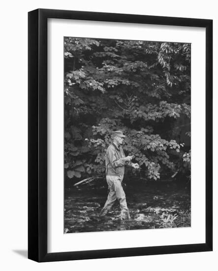 Pres. Dwight D. Eisenhower Fishing, During His New England Vacation-null-Framed Premium Photographic Print