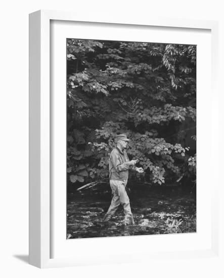 Pres. Dwight D. Eisenhower Fishing, During His New England Vacation-null-Framed Photographic Print