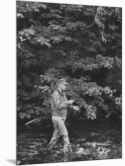 Pres. Dwight D. Eisenhower Fishing, During His New England Vacation-null-Mounted Photographic Print