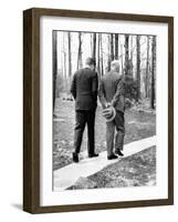 Pres Dwight Eisenhower and John Kennedy after Failed Bay of Pigs Invasion, Camp David, Apr 22, 1961-null-Framed Photo