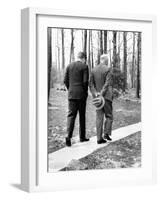 Pres Dwight Eisenhower and John Kennedy after Failed Bay of Pigs Invasion, Camp David, Apr 22, 1961-null-Framed Photo