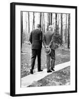 Pres Dwight Eisenhower and John Kennedy after Failed Bay of Pigs Invasion, Camp David, Apr 22, 1961-null-Framed Photo