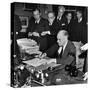 Pres. Franklin D. Roosevelt Signing Declaration of War Following Japanese Bombing of Pearl Harbor-Thomas D^ Mcavoy-Stretched Canvas