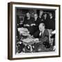 Pres. Franklin D. Roosevelt Signing Declaration of War Following Japanese Bombing of Pearl Harbor-Thomas D^ Mcavoy-Framed Photographic Print