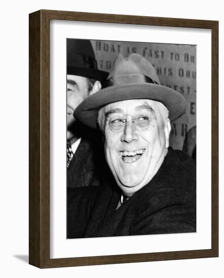 Pres Franklin Roosevelt Breaks Ground for $80,000,000 Brooklyn-Battery Tunnel Project, Oct 28, 1940-null-Framed Photo