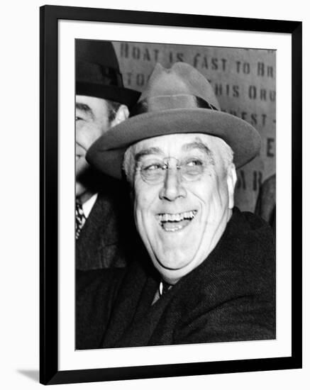 Pres Franklin Roosevelt Breaks Ground for $80,000,000 Brooklyn-Battery Tunnel Project, Oct 28, 1940-null-Framed Photo