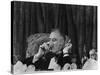 Pres. Franklin Roosevelt Drinking Wine and Smoking a Cigarette During the Jackson Day Dinner-null-Stretched Canvas