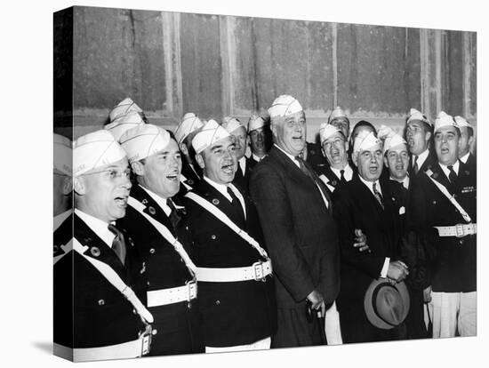 Pres Franklin Roosevelt Singing 'Home on the Range' with American Legion Glee Club of Syracuse, NY-null-Stretched Canvas