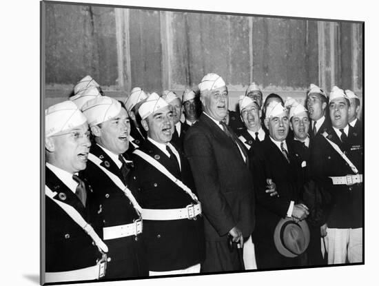 Pres Franklin Roosevelt Singing 'Home on the Range' with American Legion Glee Club of Syracuse, NY-null-Mounted Photo