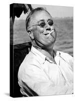 Pres Franklin Roosevelt Smokes Cigarette and Fishing During Vacation on Gulf of Mexico, May 10 1937-null-Stretched Canvas
