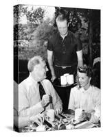 Pres Franklin Roosevelt with Actress Katherine Hepburn at Val-Kil Cottage at Hyde Park Estate-null-Stretched Canvas