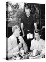 Pres Franklin Roosevelt with Actress Katherine Hepburn at Val-Kil Cottage at Hyde Park Estate-null-Stretched Canvas