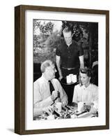 Pres Franklin Roosevelt with Actress Katherine Hepburn at Val-Kil Cottage at Hyde Park Estate-null-Framed Photo