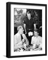 Pres Franklin Roosevelt with Actress Katherine Hepburn at Val-Kil Cottage at Hyde Park Estate-null-Framed Photo