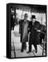 Pres. Harry Truman Walking Arm-In-Arm with British Prime Minister Winston Churchill, Blair House-George Skadding-Framed Stretched Canvas