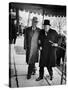 Pres. Harry Truman Walking Arm-In-Arm with British Prime Minister Winston Churchill, Blair House-George Skadding-Stretched Canvas